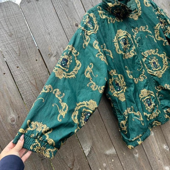 Green vintage Versace inspired windbreaker by "slade" size medium - Picture 4 of 8